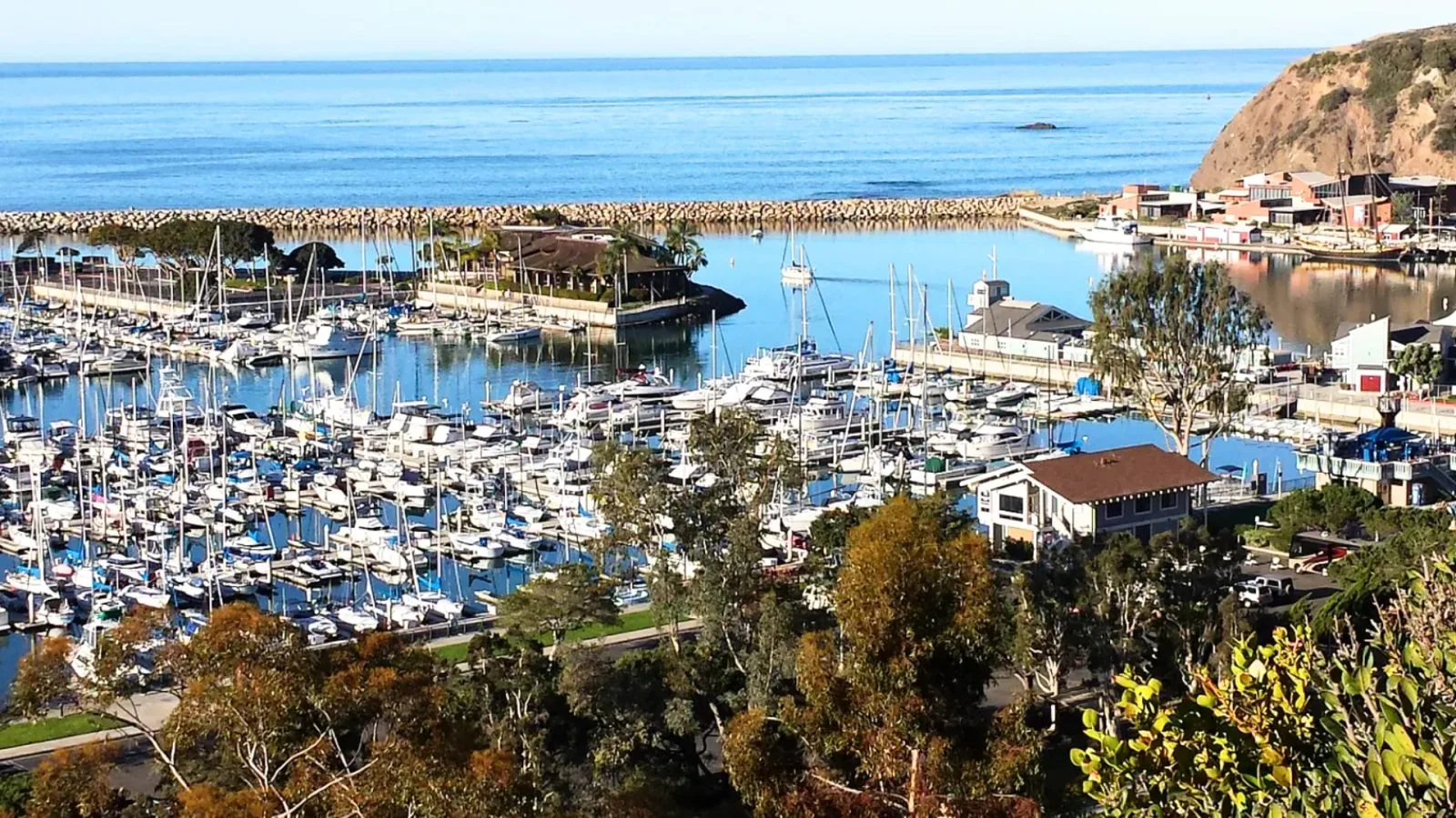 View over the Dana Point harbor and marina near the studio