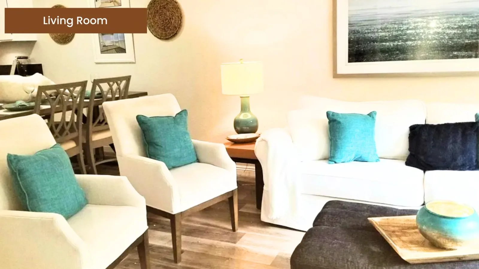 Living room of the Copper Lantern townhome with comfortable designer seating