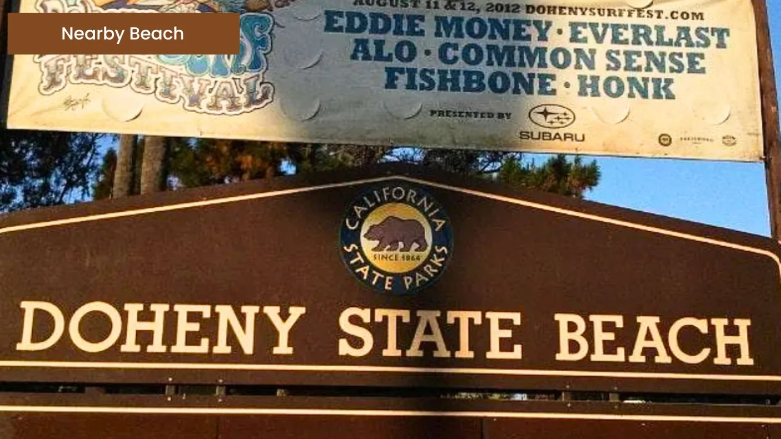 Doheny State Beach entrance sign minutes from the townhome