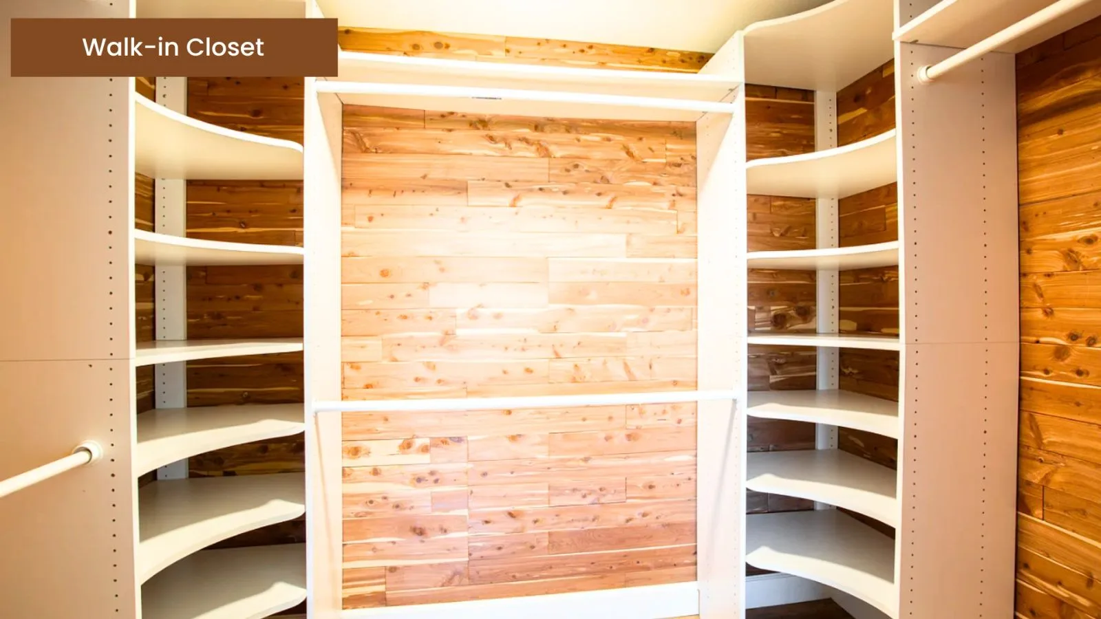 Cedar-lined walk-in closet with built-in shelving